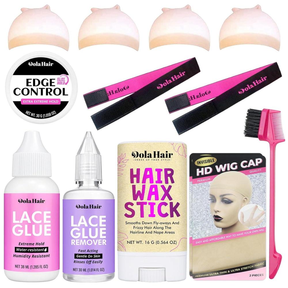 imageDolahair Lace Wig Glue Kit Waterproof Lace Front Adhesive for Wigs Glue Kit5pcsGlue Kit9pcs