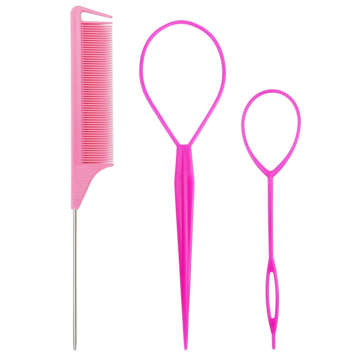 imageDolahair Hair Wax Stick amp Accessories Flyaway Control for Kids amp Women 50 Pcs Colorful Elastic Hair Bands 1 Pcs Slick Back Hair Brush 2 Hair Loop Styling Tools PinkPink