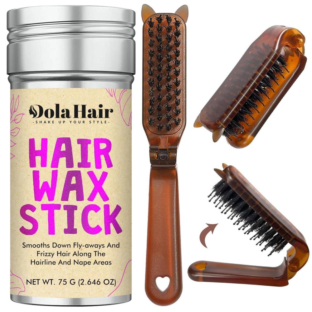 imageDolahair Hair Wax Stick Flyaway Control and Styling Pomade for Kids Women and Men Accessorie Slick Back Hair Brush Kit Hair Bun Maker Pack of 427 Ounce Pack of 2