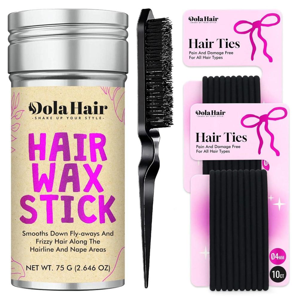 imageDolahair Hair Wax Stick  Flyaway Control and Styling Pomade for Kids Women and Men  Accessorie Slick Back Hair Brush Kit Hair Bun Maker Pack of 427 Ounce Pack of 3