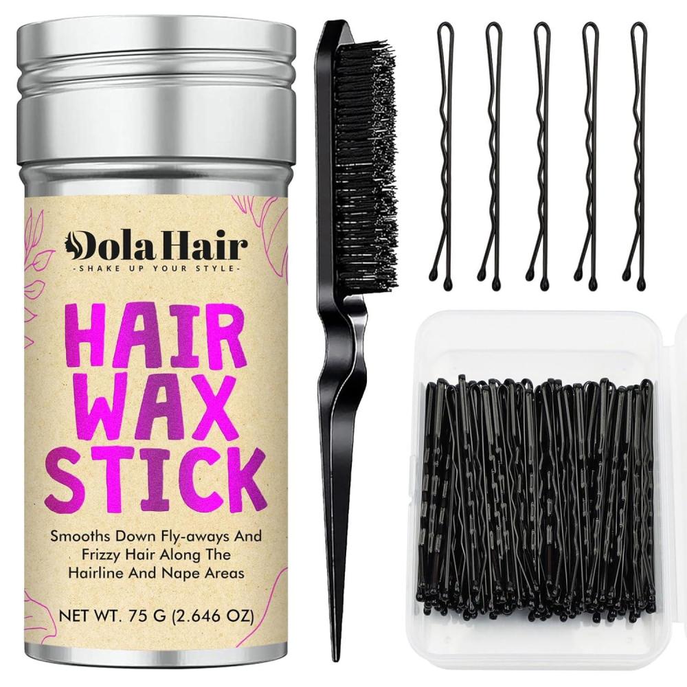 imageHair Pins for Women Bobby Pins for Bun Styling Kit Black Premium Bobby Pin For Kids Girls And Women Comfortable PainFree Hair Accessories Hair Wax Stick Slick Back Brush Kit
