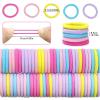 Dolahair Hair Wax Stick & Accessories – Flyaway Control for Kids & Women, 50 Pcs Colorful Elastic Hair Bands, 1 Pcs Slick Back Hair Brush, 2 Hair Loop Styling Tools (Pink)(Colorful)