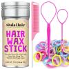 Dolahair Hair Wax Stick & Accessories – Flyaway Control for Kids & Women, 50 Pcs Colorful Elastic Hair Bands, 1 Pcs Slick Back Hair Brush, 2 Hair Loop Styling Tools (Pink)(Colorful)