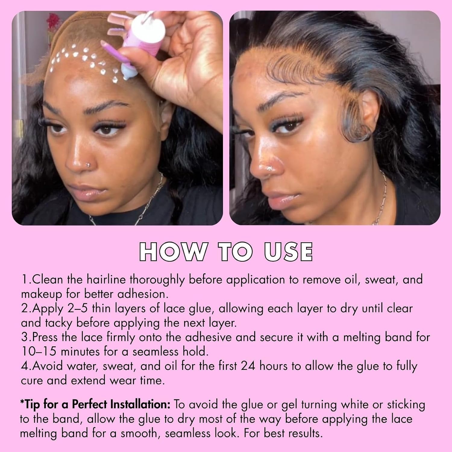 image:imageDolahair Lace Glue 13 Ounce Waterproof Extreme Hold Invisible Bonding for Wigs amp Hair Systems Includes 2 Elastic Bands