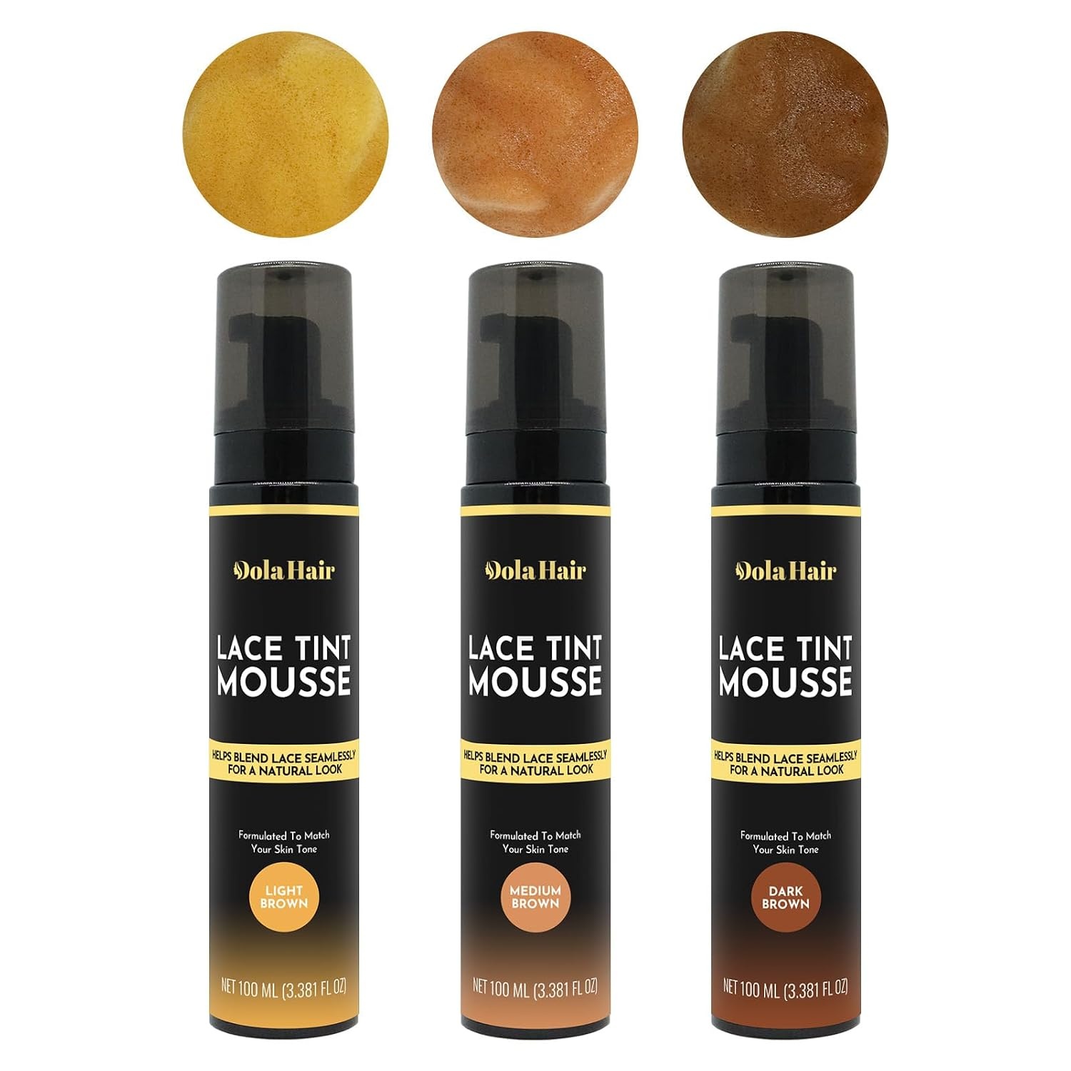 image:imageDolahair Medium Brown Wig Tint Lace Spray and Mousse for Melting Lace Wigs with 2 Elastic BandsMedium Brown