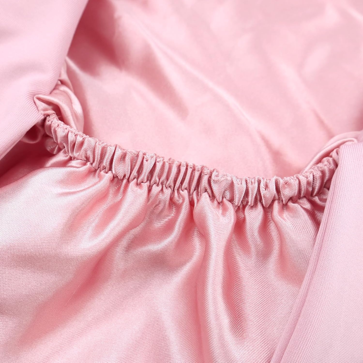 image:imageDolahair Satin Bonnet for Sleeping Women Adjustable Double Layer Hair Wrap Bonnet for Curly Long Hair Blush Pink