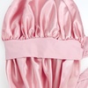 Dolahair Satin Bonnet for Sleeping Women Adjustable Double Layer Hair Wrap Bonnet for Curly Long Hair Blush Pink