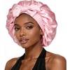 Dolahair Satin Bonnet for Sleeping Women Adjustable Double Layer Hair Wrap Bonnet for Curly Long Hair Blush Pink