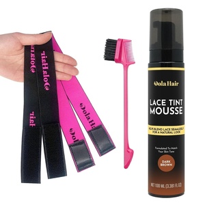 Dolahair Medium Brown Wig Tint Lace Spray and Mousse for Melting Lace Wigs, with 2 Elastic Bands(Dark Brown)